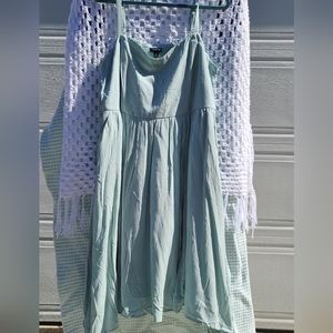 NWT Torrid Size 2 light blue/ mint green handkerchief hem mid length dress